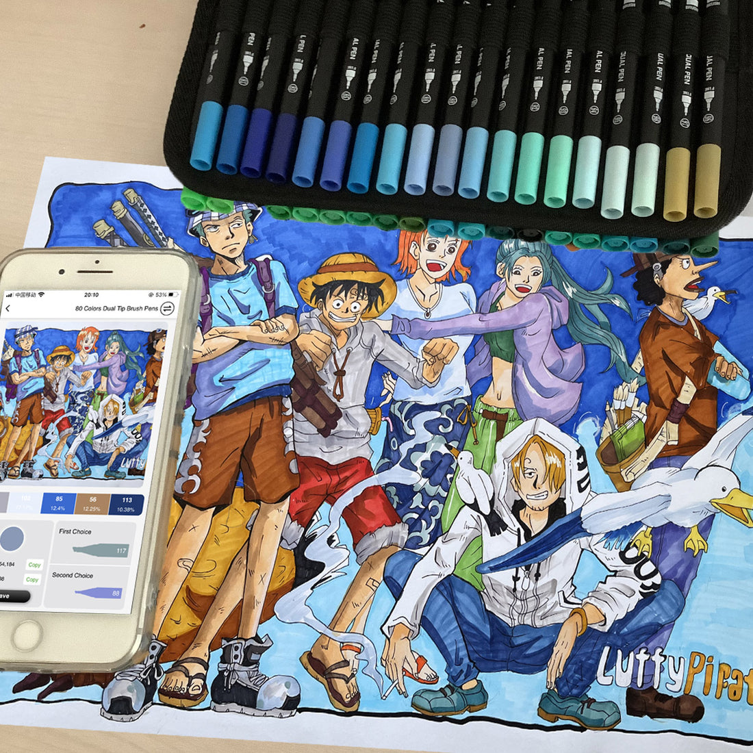 The work "One Piece" with blue as the main color tone.