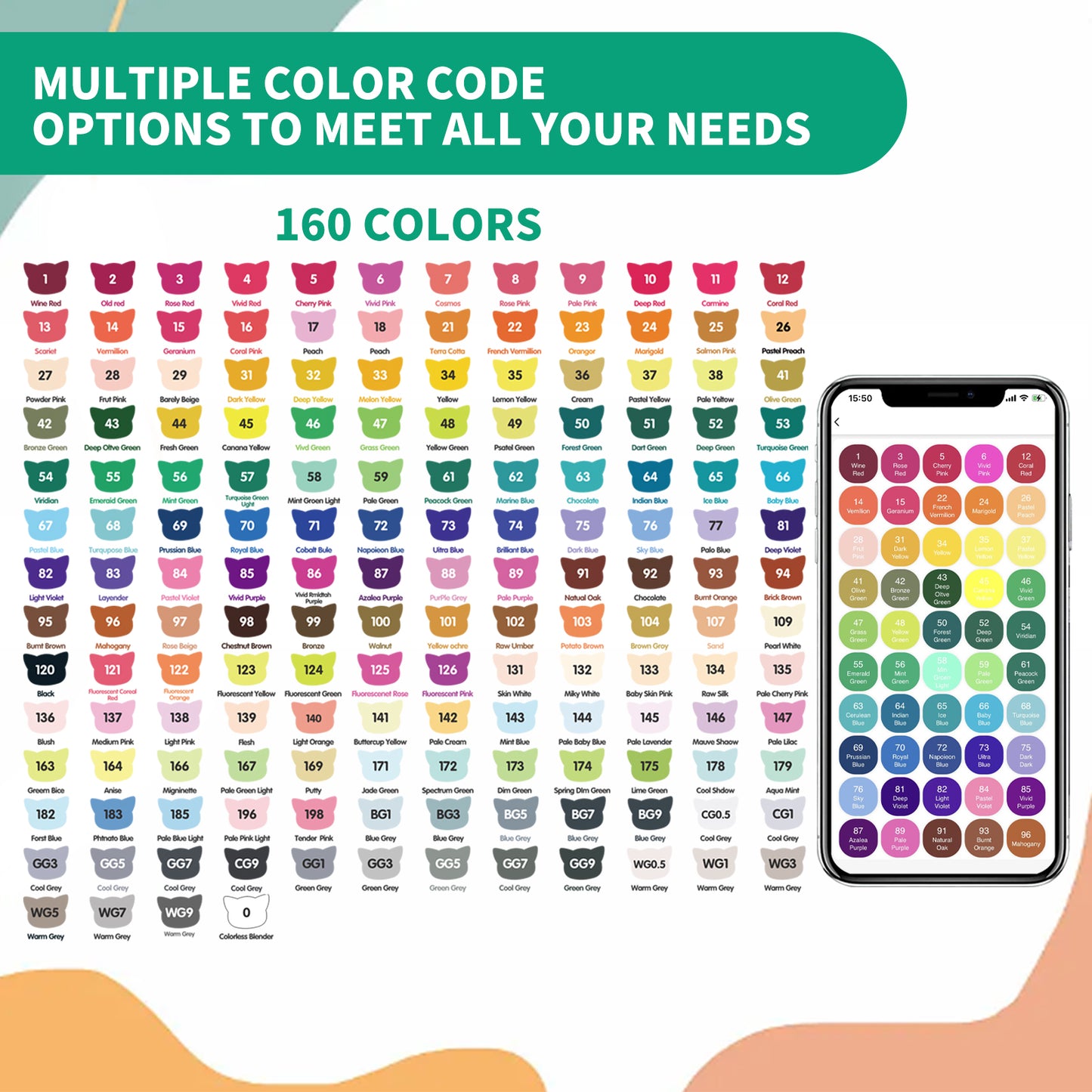 Aedaga 160 Colors Alcohol Markers with Free App