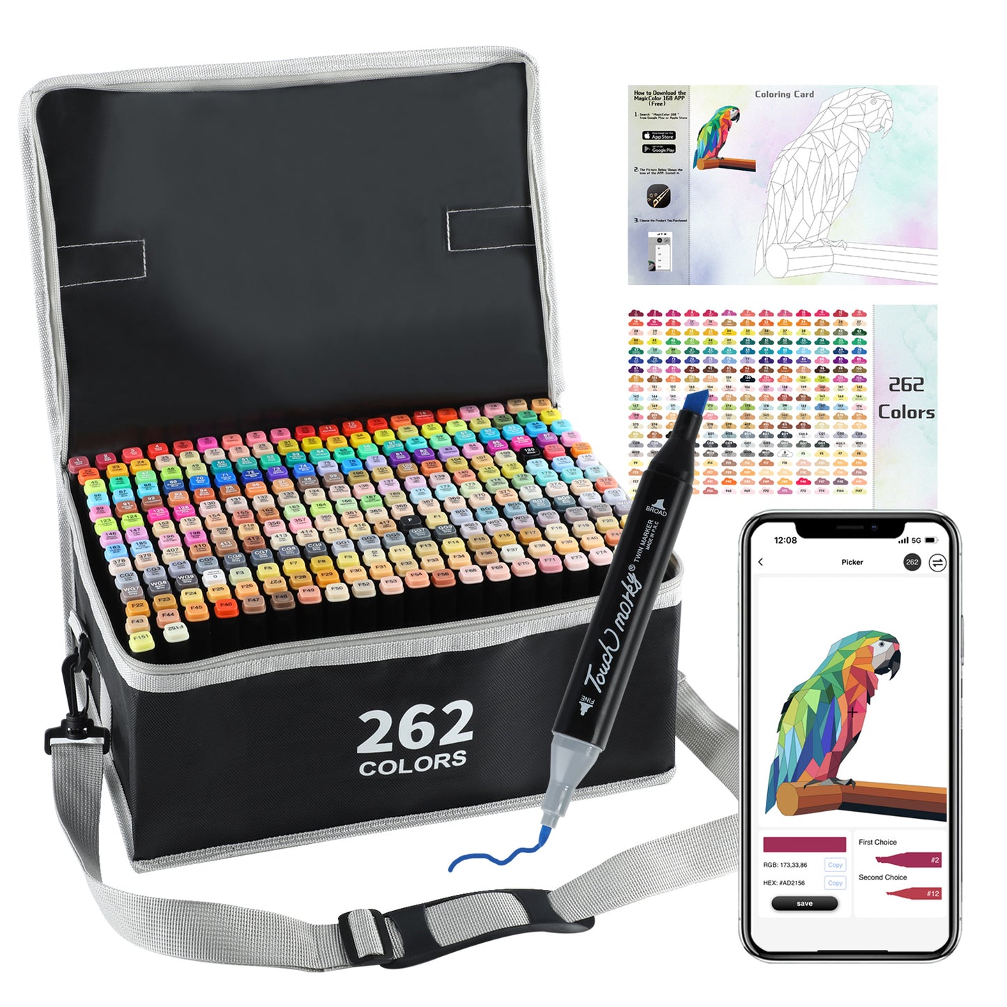 262 Colors Alcohol Markers with Free App