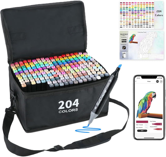 204 Colors Alcohol Markers with Free APP