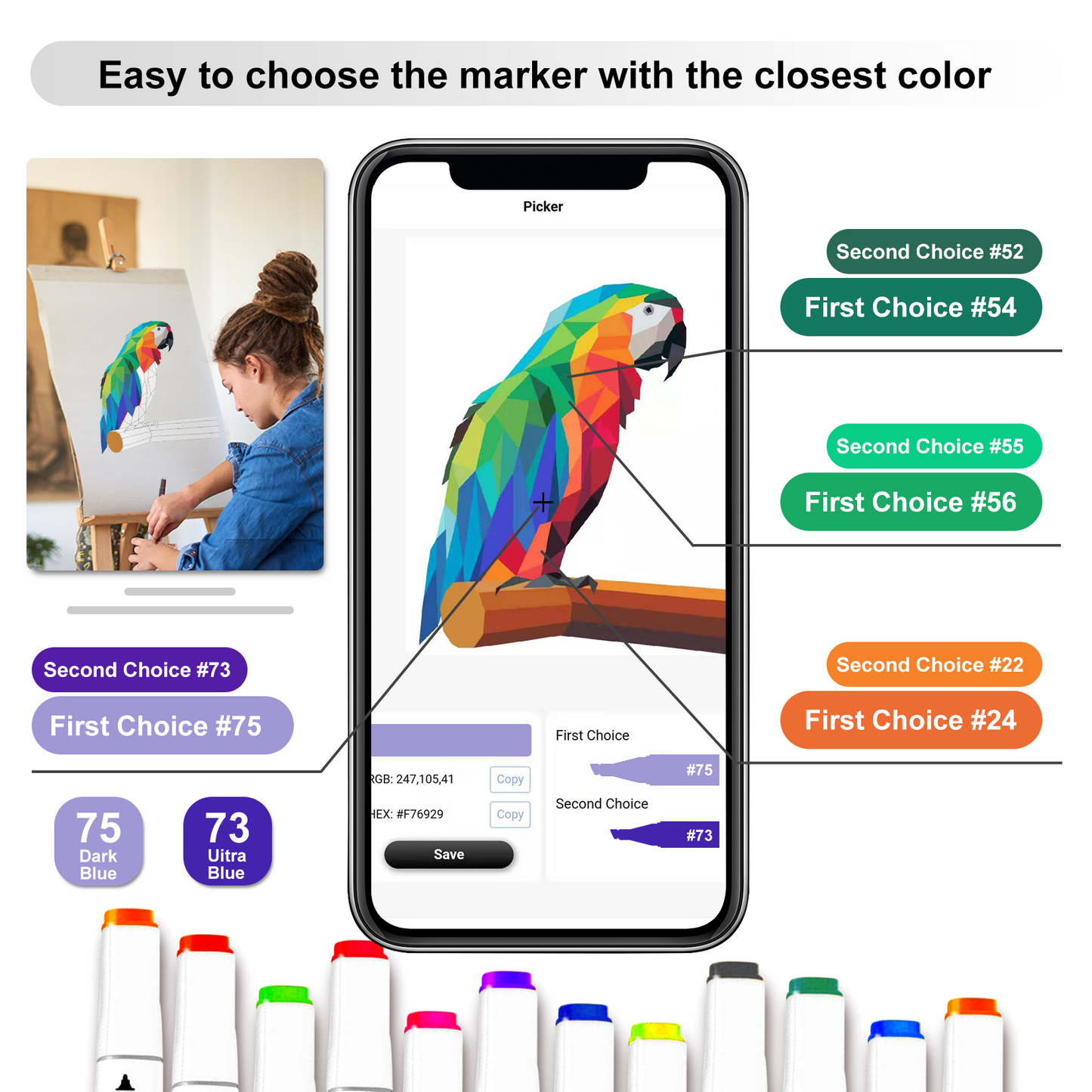 80 Colors Alcohol Markers with Free APP