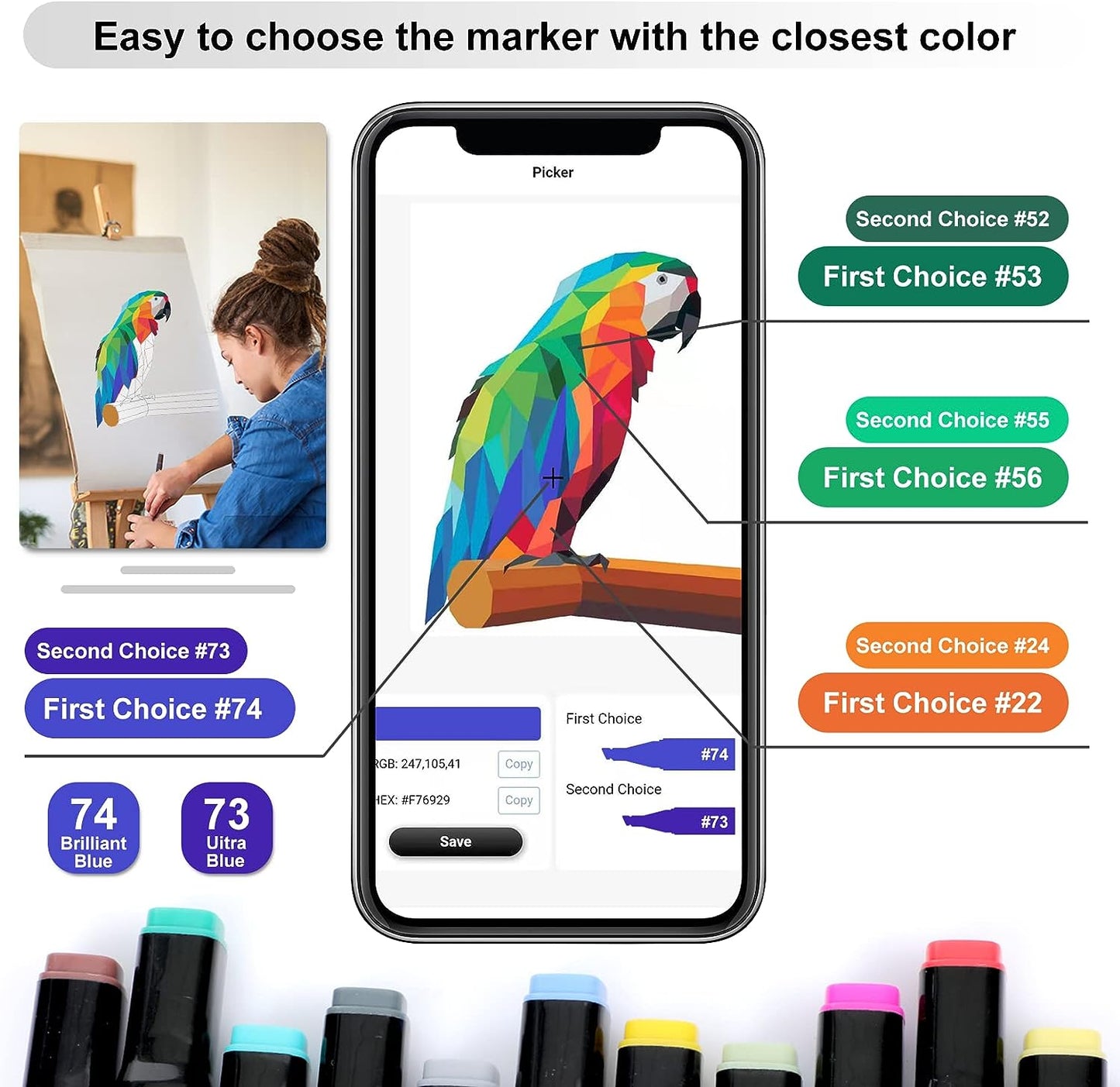 204 Colors Alcohol Markers with Free APP