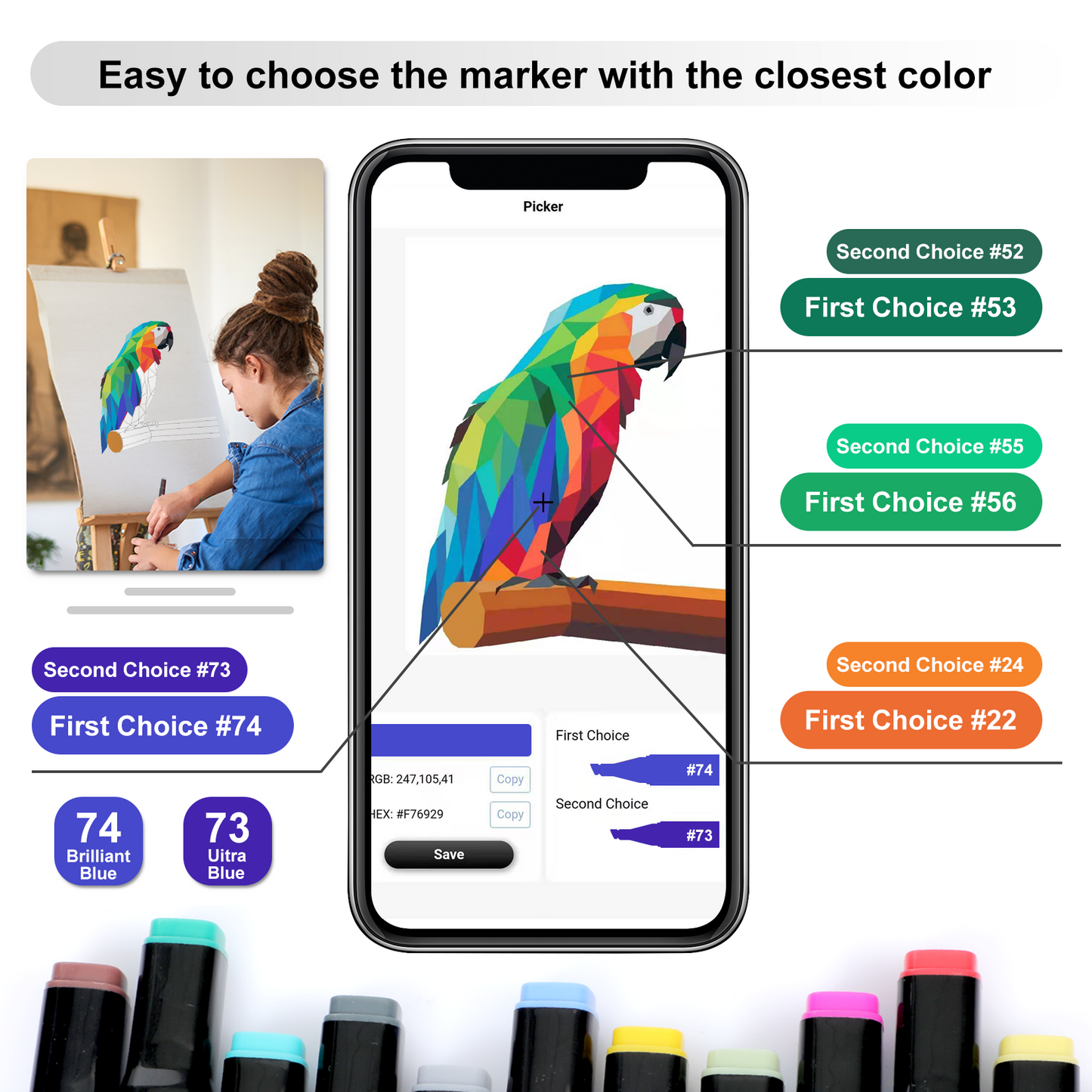 262 Colors Alcohol Markers with Free App