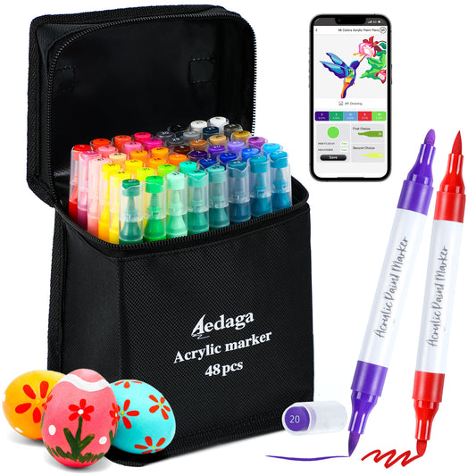 48 Colors Acrylic Paint Pens with Free App