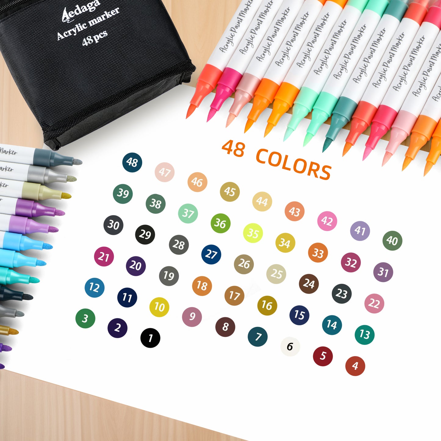 48 Colors Acrylic Paint Pens with Free App