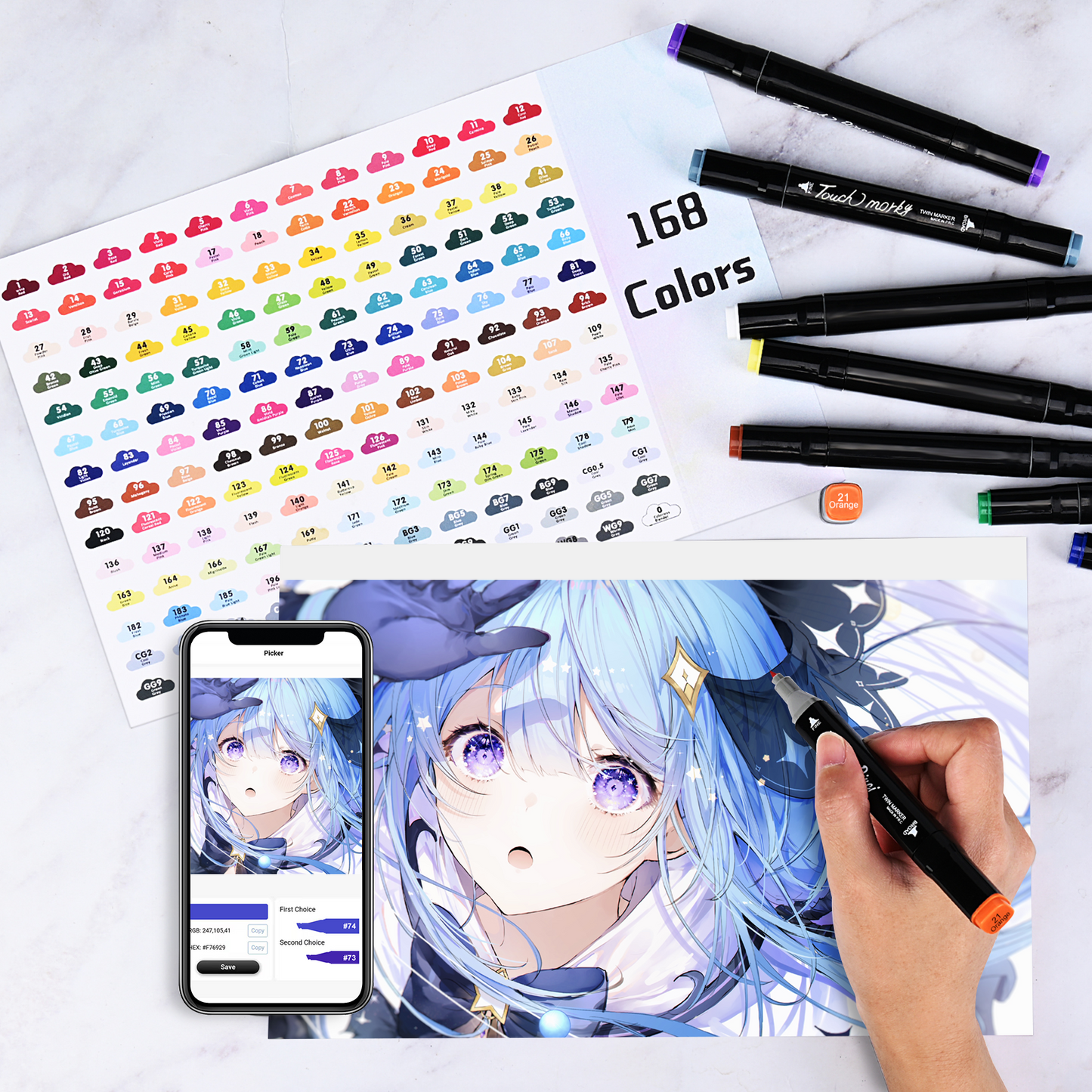 168 Colors Alcohol Markers with Free APP