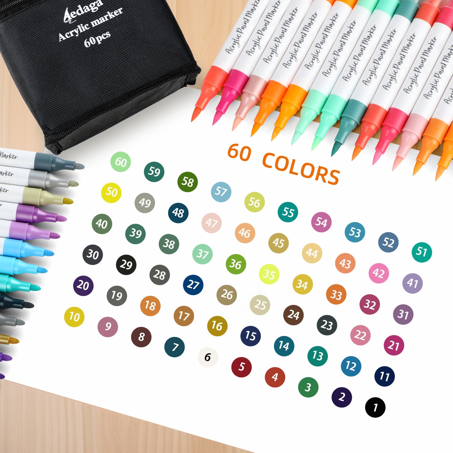 60 Colors Acrylic Paint Pens with Free App