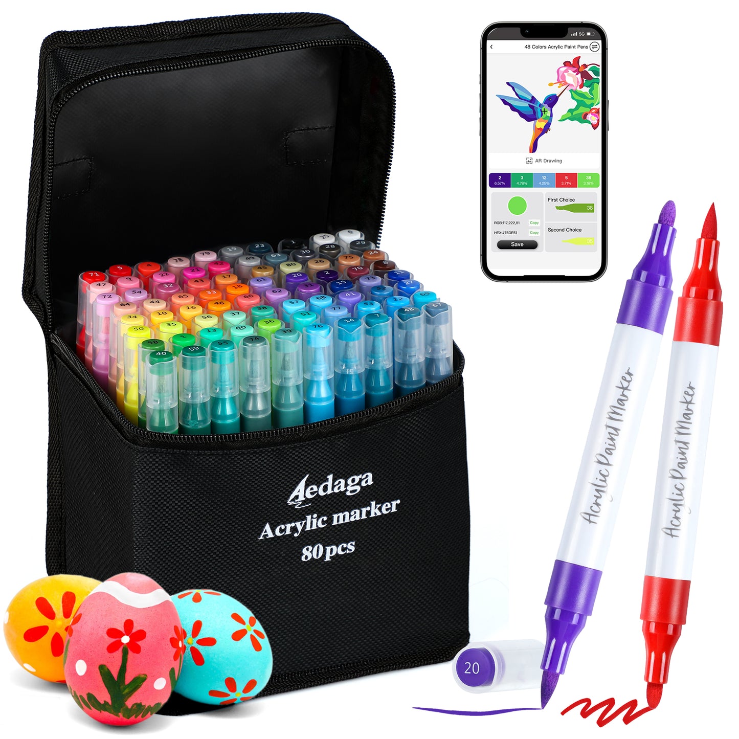 80 Colors Acrylic Paint Pens with Free App