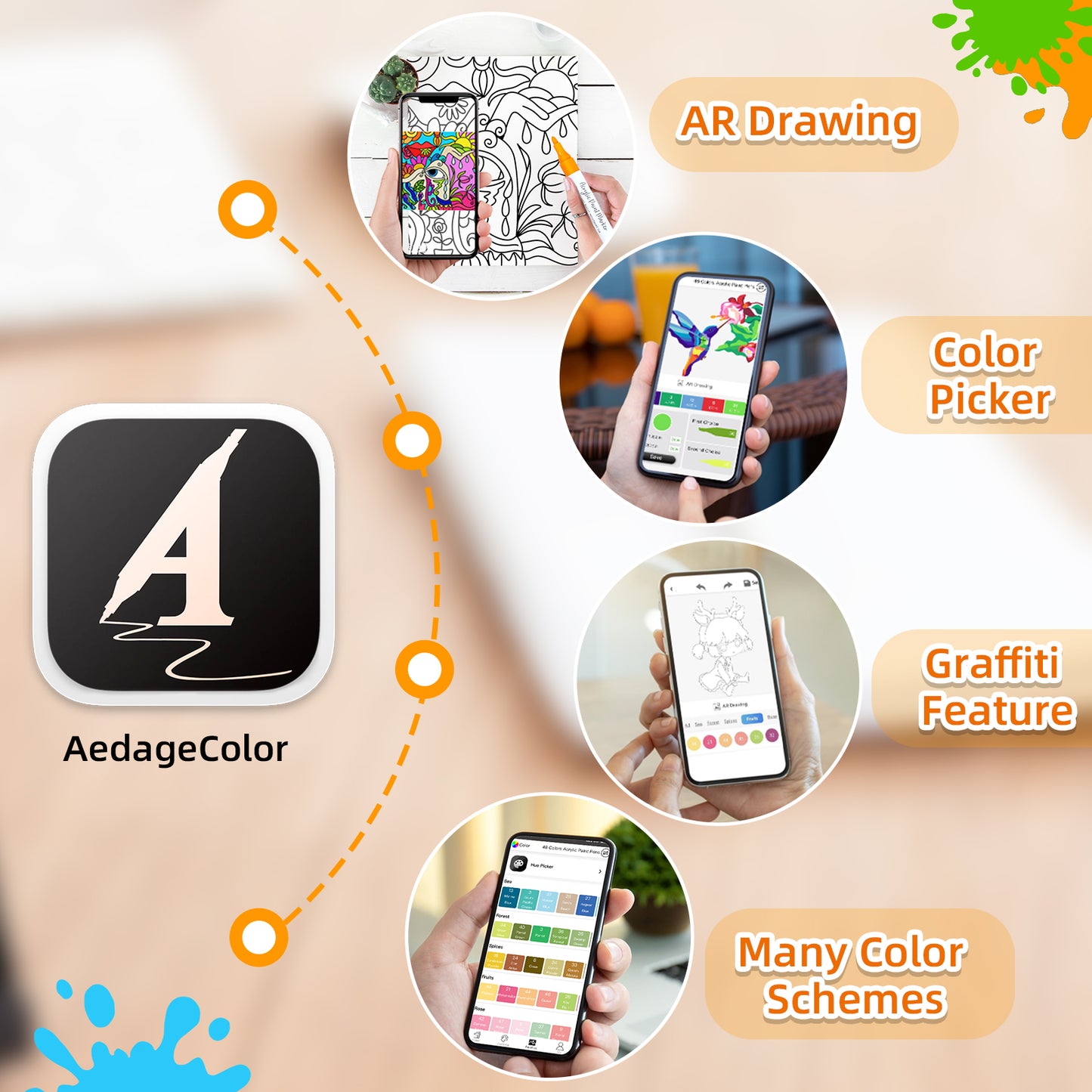 48 Colors Acrylic Paint Pens with Free App