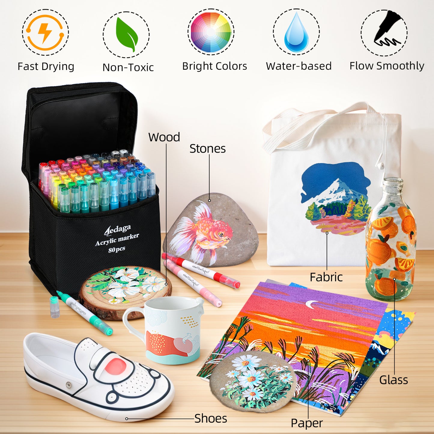 80 Colors Acrylic Paint Pens with Free App